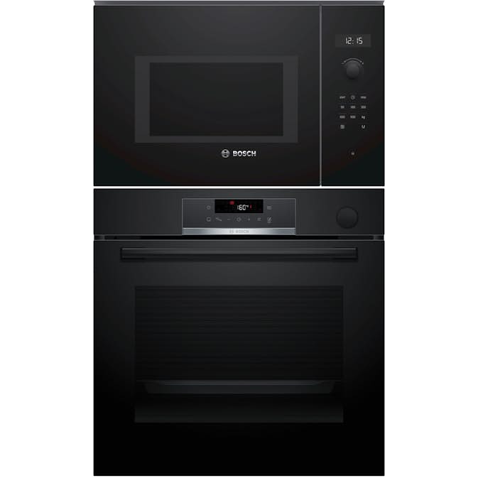 Ugn- och Mikropaket Bosch HRG532BB3 + BFL524MB0 Serie 4 Svart med Ångrengöring och Varmluft