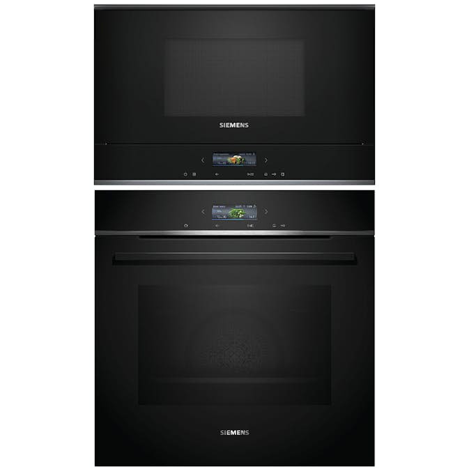 Ugn och Mikro Siemens iQ700 HB772A1B1 + BF722R1B1 Med Pyrolys Rengöring För Inbyggnad