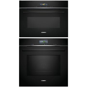 Ugn och Mikro Siemens iQ700 HM736G1B1 + CE732GXB1 Kombiugn Med Mikro För Inbyggnad Svart
