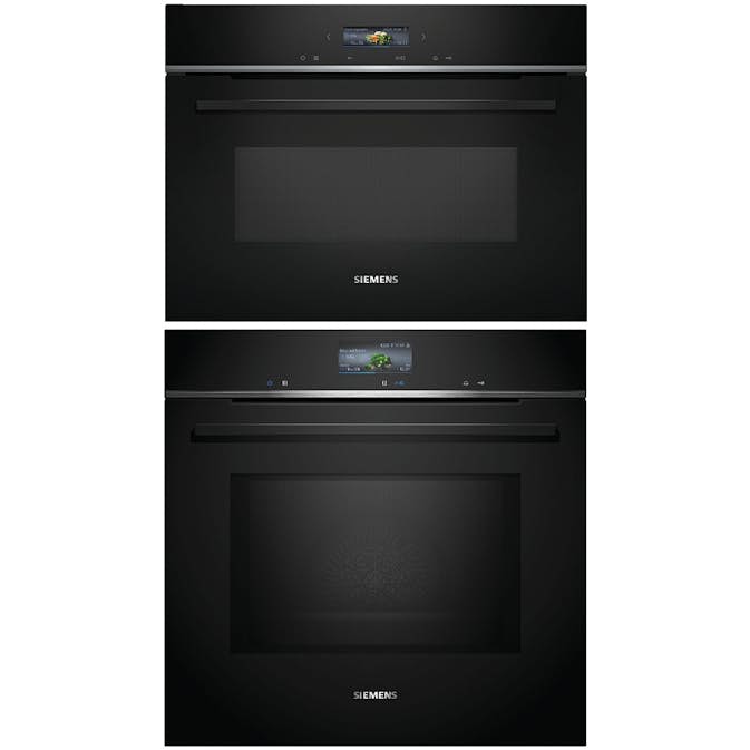 Ugn och Mikro Siemens iQ700 HM736G1B1 + CE732GXB1 Kombiugn Med Mikro För Inbyggnad Svart