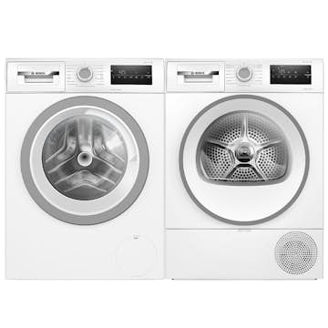 Tvättmaskin och Torktumlare BOSCH WAN2821SSN + WTH85V0SSN Serie 4 Vit