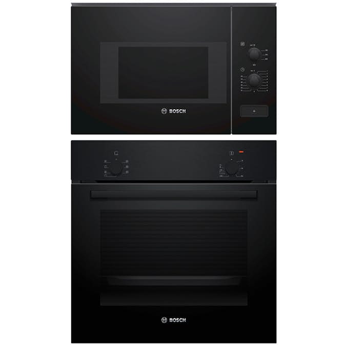 Ugn och Mikro BOSCH HBF010BA1 + BFL520MB0 Serie 2 & 4 Svart