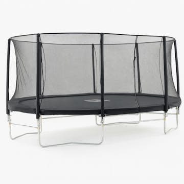 Studsmatta Metalcraft Oval Svart 3,05 x 4,88 m Med Säkerhetsnät & Stabil Stålram För Trädgårdslek