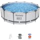 Poolpaket Bestway Steel Pro Max Ø3,66m 100cm Stålramspool Ovanmark med Filterpump