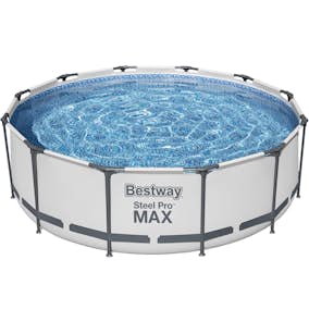 Poolpaket Bestway Steel Pro Max Ø3,66m 100cm Stålramspool Ovanmark med Filterpump