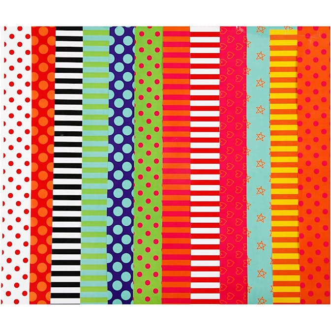 Glanspapper Creativ Company Mixade Färger Mönstrade 24x32 cm 50 Mix Ark/1 Förp