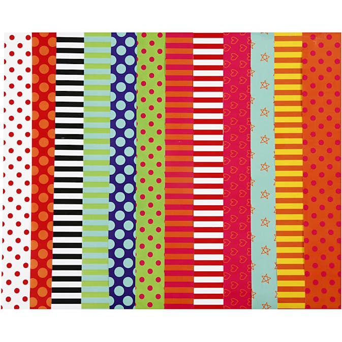 Glanspapper Creativ Company Mixade Färger Mönstrade 32x48 cm 100 Mix Ark/1 Förp