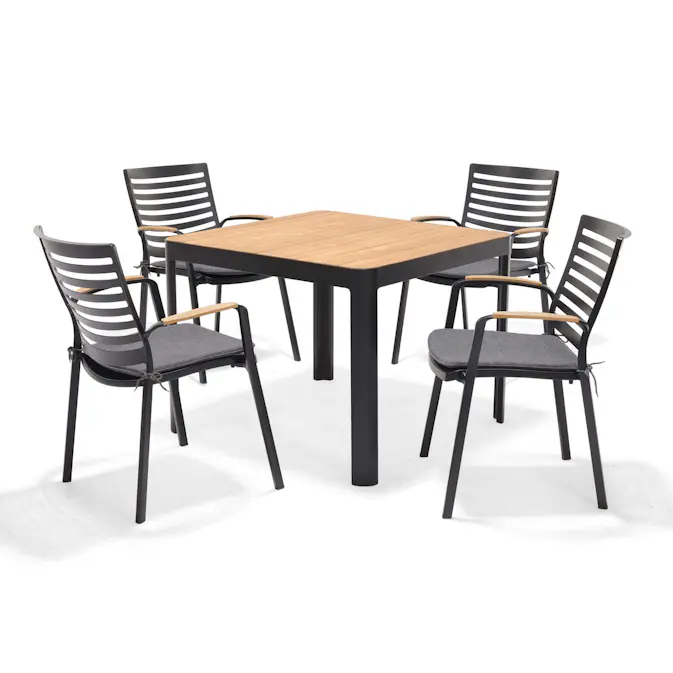 Matgrupp Utomhus LifestyleGarden Portals 95 cm 4 Carver-stolar