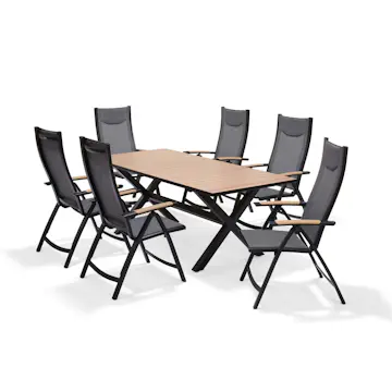 Matgrupp Utomhus LifestyleGarden Panama 200 cm 6 positionsstolar