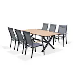 Matgrupp Utomhus LifestyleGarden Panama 200 cm 6 stapelbara karmstolar