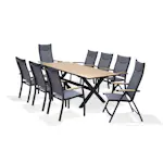 Matgrupp Utomhus LifestyleGarden Panama 200 cm 6 stapelbara karmstolar + 2 positionsstolar