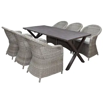 Matgrupp Utomhus Baltic Garden 190 cm bord & 6 Belize naturfärgade stolar