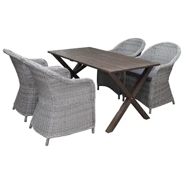Matgrupp Utomhus Baltic Garden 150 cm bord & 4 Belize grå stolar