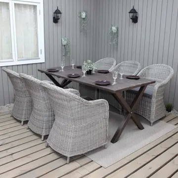 Matgrupp Utomhus Baltic Garden 190 cm bord & 6 Belize grå stolar