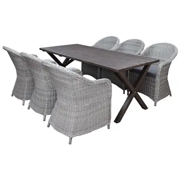 Matgrupp Utomhus Baltic Garden 190 cm bord & 6 Belize grå stolar