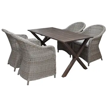 Matgrupp Utomhus Baltic Garden 150 cm bord & 4 Belize naturfärgade stolar