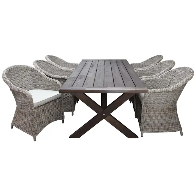 Matgrupp Utomhus Baltic Garden 220 cm bord & 6 Belize naturfärgade stolar