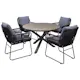 Matgrupp Utomhus Baltic Garden Ø 112 cm bord & 4 Levanto grå stolar