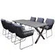 Matgrupp Utomhus Baltic Garden 190 cm bord och 6 Levanto grå stolar