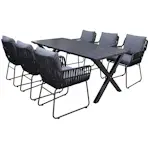 Matgrupp Utomhus Baltic Garden 190 cm bord och 6 Levanto grå stolar