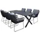 Matgrupp Utomhus Baltic Garden 190 cm bord och 6 Levanto grå stolar