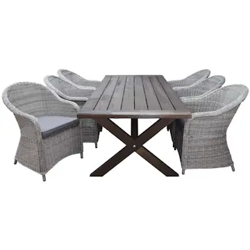 Matgrupp Utomhus Baltic Garden 220 cm bord och 6 Belize grå stolar