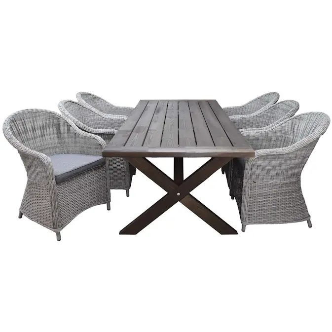 Matgrupp Utomhus Baltic Garden 220 cm bord och 6 Belize grå stolar