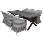 Matgrupp Utomhus Baltic Garden 220 cm bord och 6 Merida grå stolar