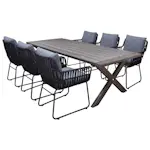 Matgrupp Utomhus Baltic Garden 220 cm bord och 6 Levanto grå stolar