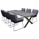 Matgrupp Utomhus Baltic Garden 220 cm bord och 6 Levanto grå stolar
