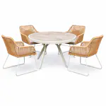 Matgrupp Utomhus Baltic Garden Palermo rund matgrupp 130 med 4 Seville karmstolar