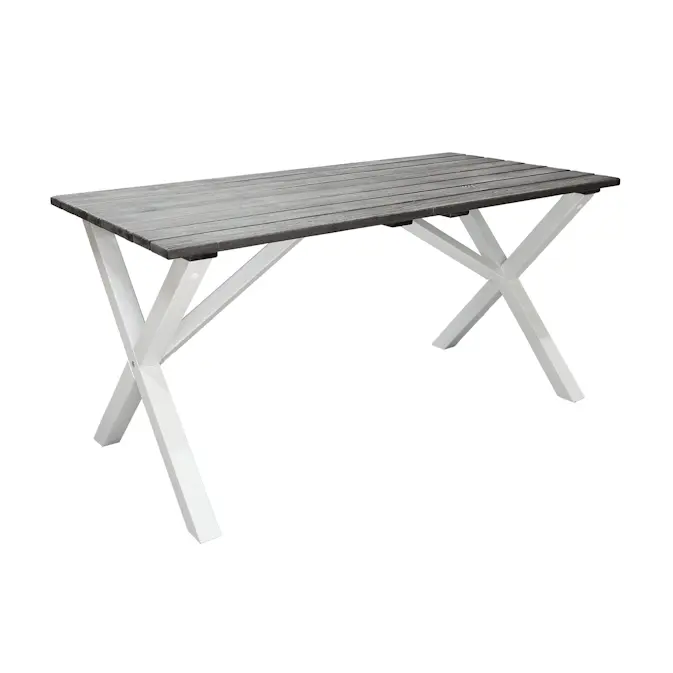 Trädgårdsbord Baltic Garden Scottsdale rektangulär Shabby Chic grå med vita ben, 150 cm