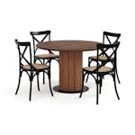 Matgrupp Bark Noira Runt Matbord 120 cm med 4 Kalb Matstol