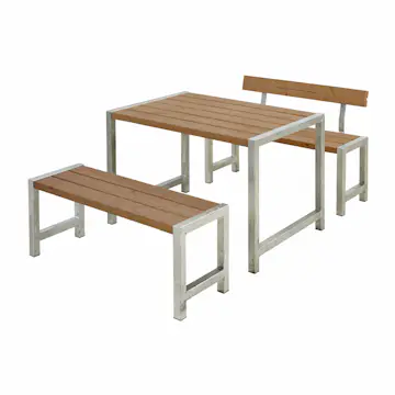 Plankset med Ryggstöd PLUS Café 127 cm ThermoWood Med 1 Ryggstöd