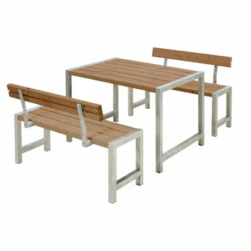 Plankset med Ryggstöd PLUS Café 127 cm ThermoWood Med 2 Ryggstöd