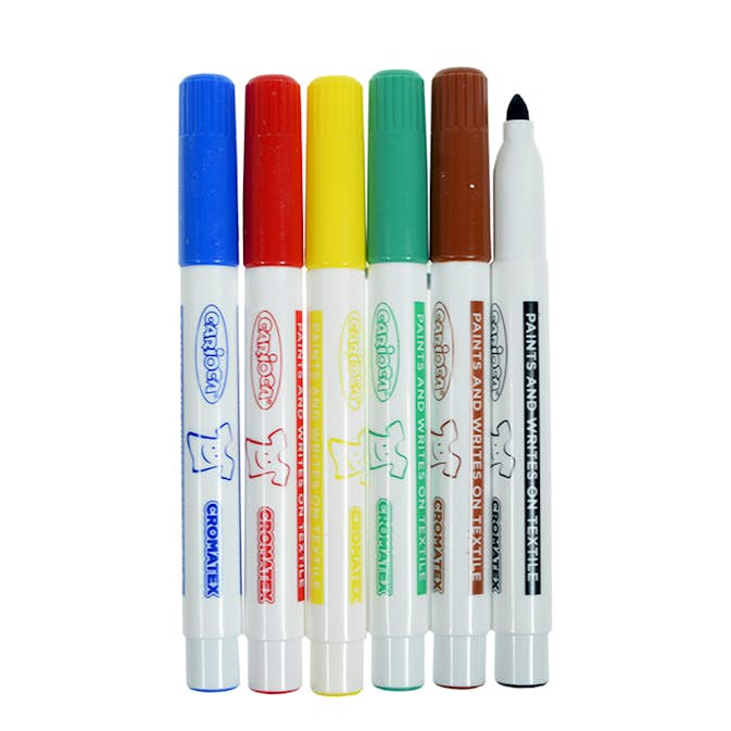 Textiltuschpennor ABA Skol 6 Färger