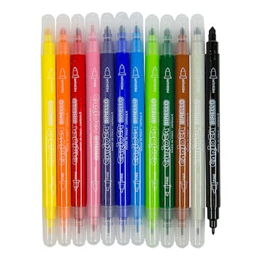 Tuschpennor ABA Skol Med Dubbla Spetsar 12 Färger