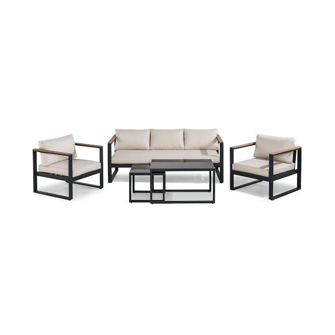 Loungegrupp deNoord Aspvik Soffgrupp Svart med Beige dynor