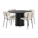 Matgrupp Bark Kopparbo Runt Matbord 130 cm med 4 Matstol Gemmiano Brun