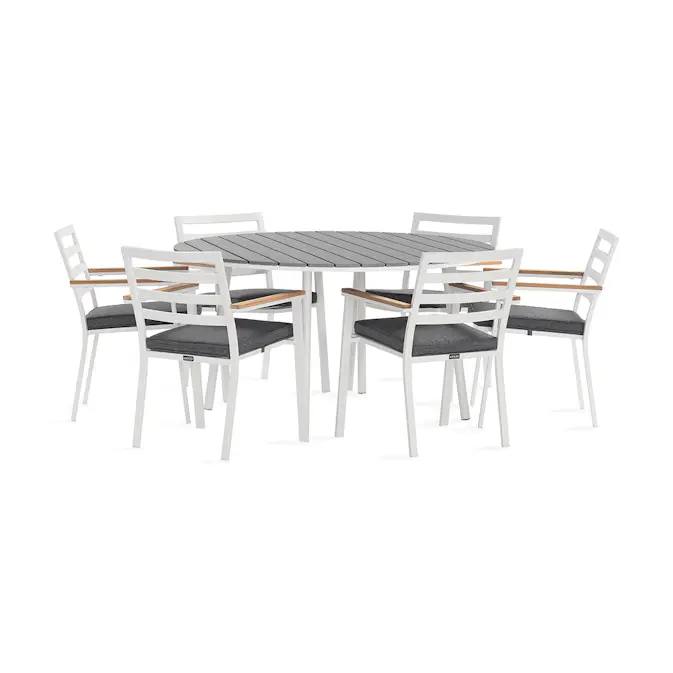 Trädgårdsgrupp deNoord Tunis Matgrupp Utomhus Rund 140 cm + 6 Oliver Matstol