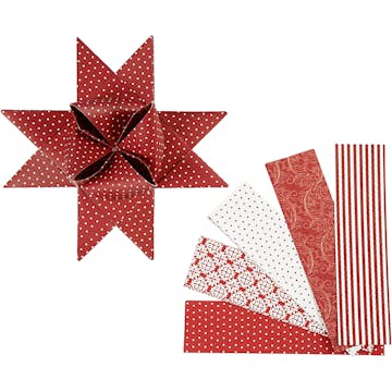 Stjärnstrimlor Creativ Company LxDxB 100x18x4 cm Röd/Vit 40 Strimlor