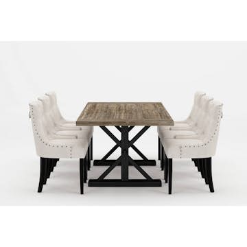 Matgrupp Bloomington Lyon Rektangulärt Matbord 200-290 cm Svart Bas Förlängningsbartt med 6 Viktoria Matstol