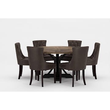 Matgrupp Bloomington Lyon Runt Matbord 150 cm Svart Bas med 6 Tuva Matstol