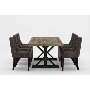 Matgrupp Bloomington Lyon Rektangulärt Matbord 200-290 cm Förlängningsbartt Svart Bas med 6 Tuva Matstol