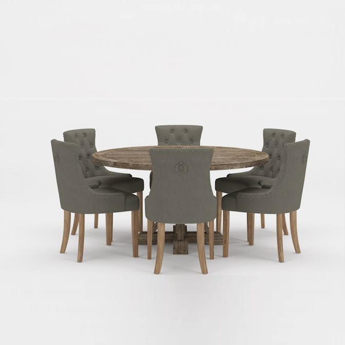 Matgrupp Bloomington Lyon Runt Matbord 150 cm med 6 Viktoria Matstol Nit