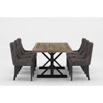 Matgrupp Bloomington Lyon Rektangulärt Matbord 200-290 cm Svart Bas Förlängningsbartt med 6 Tuva Matstol