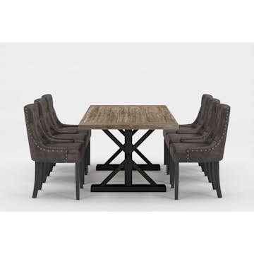 Matgrupp Bloomington Lyon Rektangulärt Matbord 200-290 cm Svart Bas Förlängningsbartt med 6 Tuva Matstol