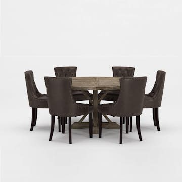 Matgrupp Bloomington Lyon Runt Matbord 150 cm med 6 Tuva Matstol