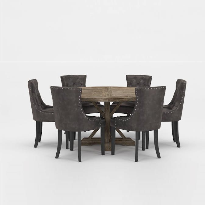 Matgrupp Bloomington Lyon Runt Matbord 150 cm med 6 Tuva Matstol