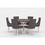 Matgrupp Bloomington Lyon Runt Matbord 150 cm Vit Bas med 6 Viktoria Matstol